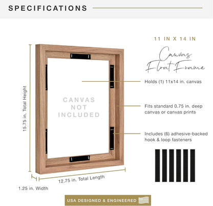 MCS Canvas Float Frames 8x10 Frame, Black Frame for Finished Canvases, Vertical & Horizontal Wall Hanging Frame with Adhesive for Canvas Paintings (1-Pack)