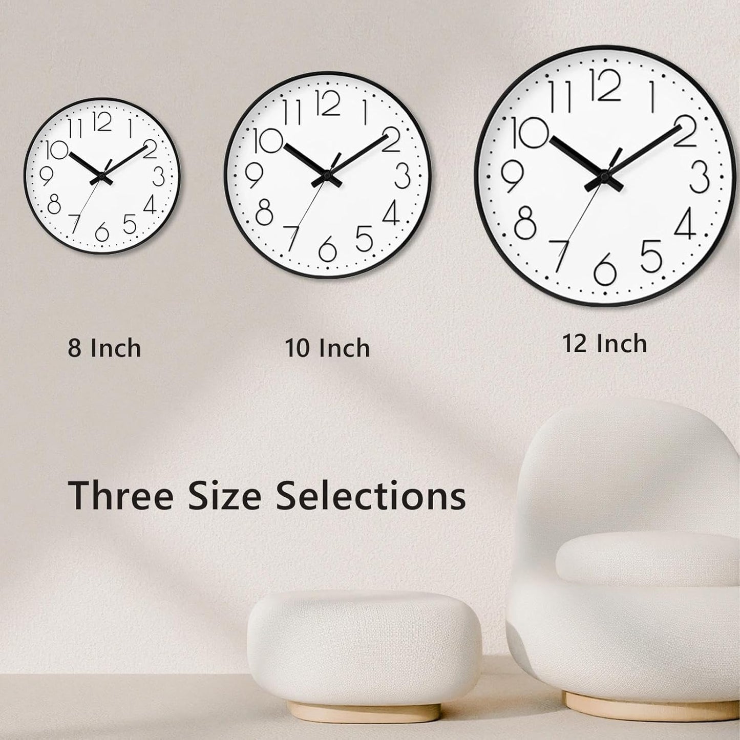 DAXSMY Wall Clock - 8 Inch Silent Non-Ticking Modern 3D Wall Clocks Battery Operated - Decorative Clock for Kitchen, Home Office, Bathroom, Bedroom(Rose Gold)
