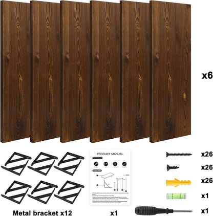 YGEOMER Brown Floating Shelves for Wall, 16.5 Inch Farmhouse Wall Shelves for Bedroom, Bathroom Storage, Living Room and Kitchen Decor (Set of 6 Brown)