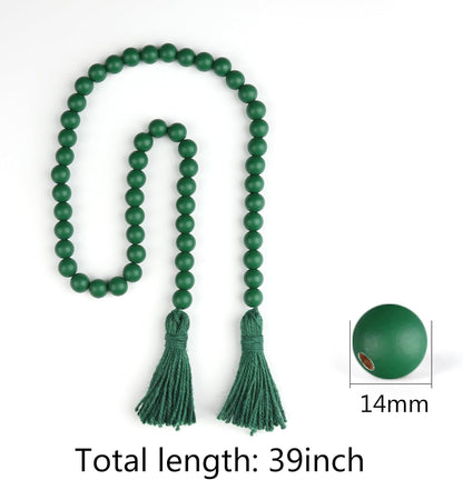 RAMIRABI Wood Beads Garland with Tassels Farmhouse Rustic Prayer Boho Beads for Boho Home Decor, Wall Hanging Decoration (Black)