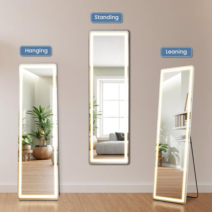 DUMOS Full Length Mirror 64"x21" Full Body Floor Mirror for Bedroom or Cloakroom, Can Stand Alone, Hang or Lean Against Wall, Tall Wall Mirror with Stand, Black