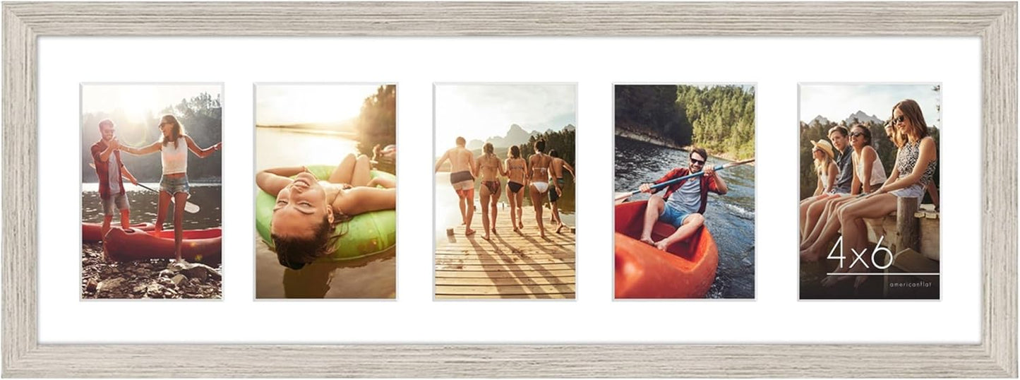 Americanflat 4x6 Collage Picture Frame with Shatter-Resistant Glass - Fits Five 4x6 Photos or Use as One 11x14 Picture Frame - Signature Collection - Collage Frames for Wall Display - Black