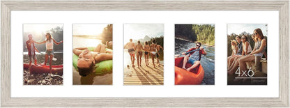 Americanflat 4x6 Collage Picture Frame with Shatter-Resistant Glass - Fits Five 4x6 Photos or Use as One 11x14 Picture Frame - Signature Collection - Collage Frames for Wall Display - Black