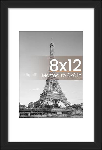 upsimples 8x10 Picture Frame, Display Pictures 5x7 with Mat or 8x10 Without Mat, Wall Hanging Photo Frame, Black, 1 Pack - Colors A