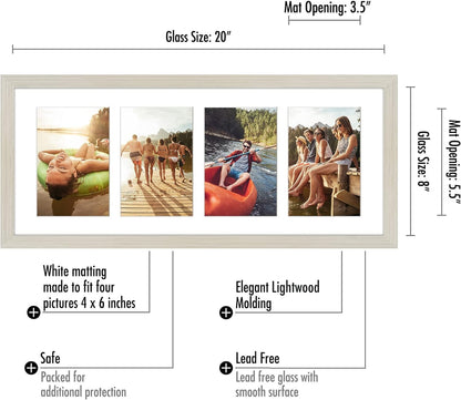 Americanflat 4x6 Collage Picture Frame with Shatter-Resistant Glass - Fits Five 4x6 Photos or Use as One 11x14 Picture Frame - Signature Collection - Collage Frames for Wall Display - Black