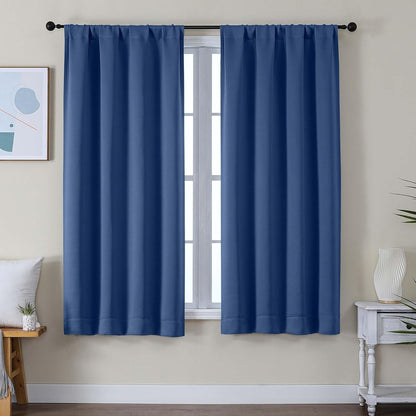 Simplebrand Ava Sage Green Blackout Curtains for Bedroom 63 Inch Length 2 Panels Set, Solid Thermal Insulated Energy Saving Rod Pocket Window Treatment Curtains Blackout Drapes, W40 x L63 Inch, Sage - Colors A