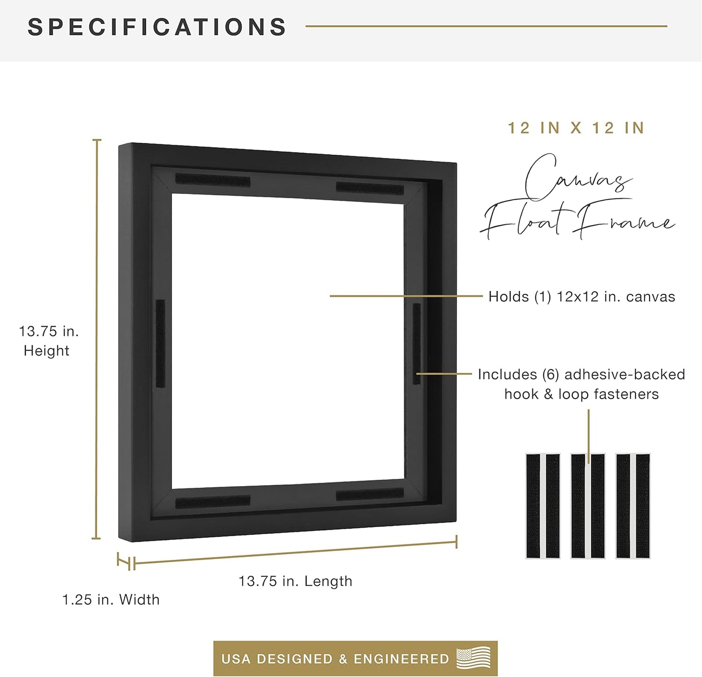 MCS Canvas Float Frames 8x10 Frame, Black Frame for Finished Canvases, Vertical & Horizontal Wall Hanging Frame with Adhesive for Canvas Paintings (1-Pack)
