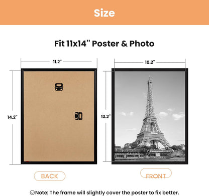 upsimples 24x36 Poster Frame Black 3 Pack, Scratch-Proof Picture Frames 24 x 36 for Photo Gallery - Slide-In Strips, Horizontal or Vertical Wall Mounting