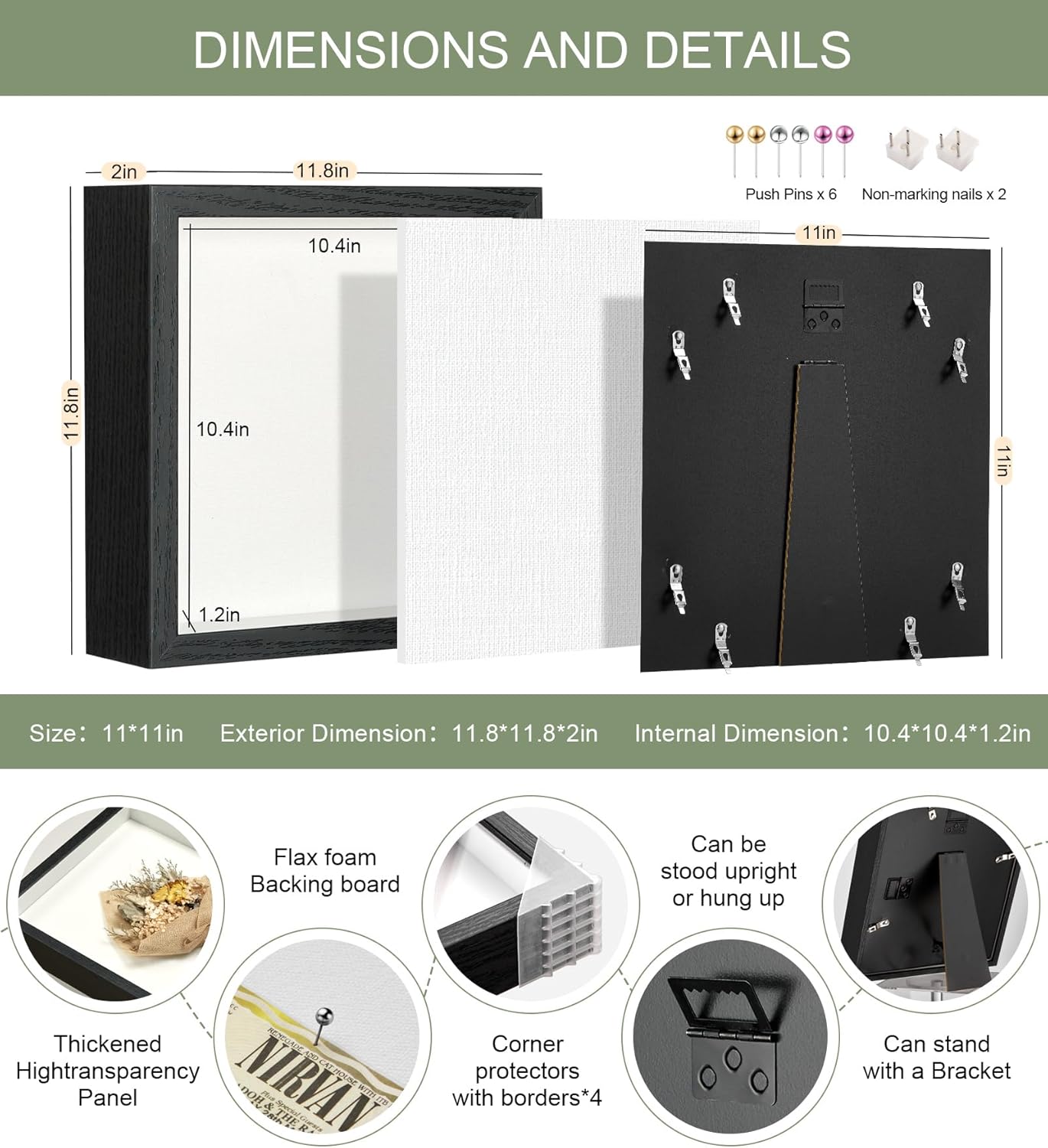 11x14 Shadow Box Display Case Picture Frame with Soft Linen Back, Large Deep Black Shadow Box 11x14 for Flowers Medal Display Case Jersey pet Graduation Memorabilia Baby Ltems Crafts Photos