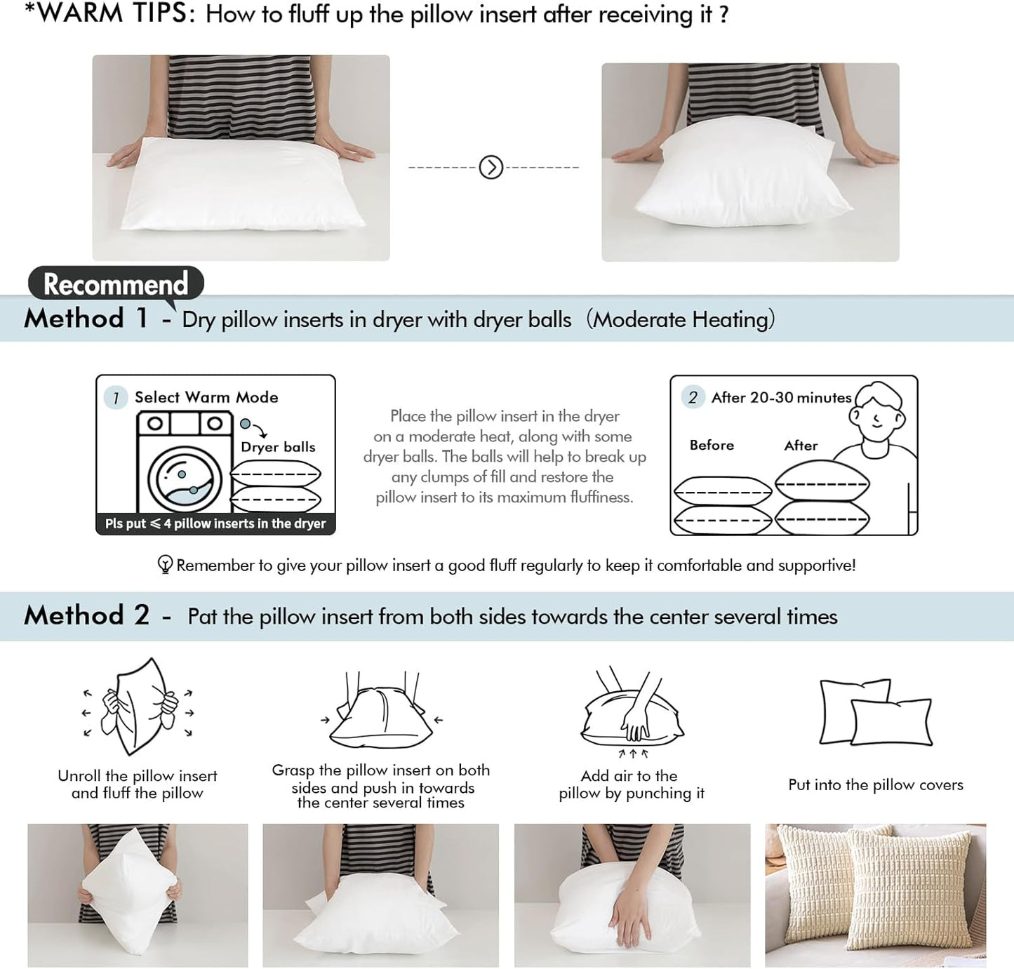 MIULEE Pack of 2 12x20 Inch Outdoor Pillow Inserts Waterproof Decorative Throw Pillow Insert, Rectangle Lumbar Garden Pillow Form for Patio Sofa Couch