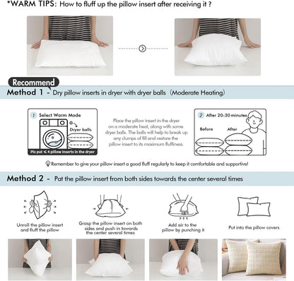 MIULEE Pack of 2 12x20 Inch Outdoor Pillow Inserts Waterproof Decorative Throw Pillow Insert, Rectangle Lumbar Garden Pillow Form for Patio Sofa Couch