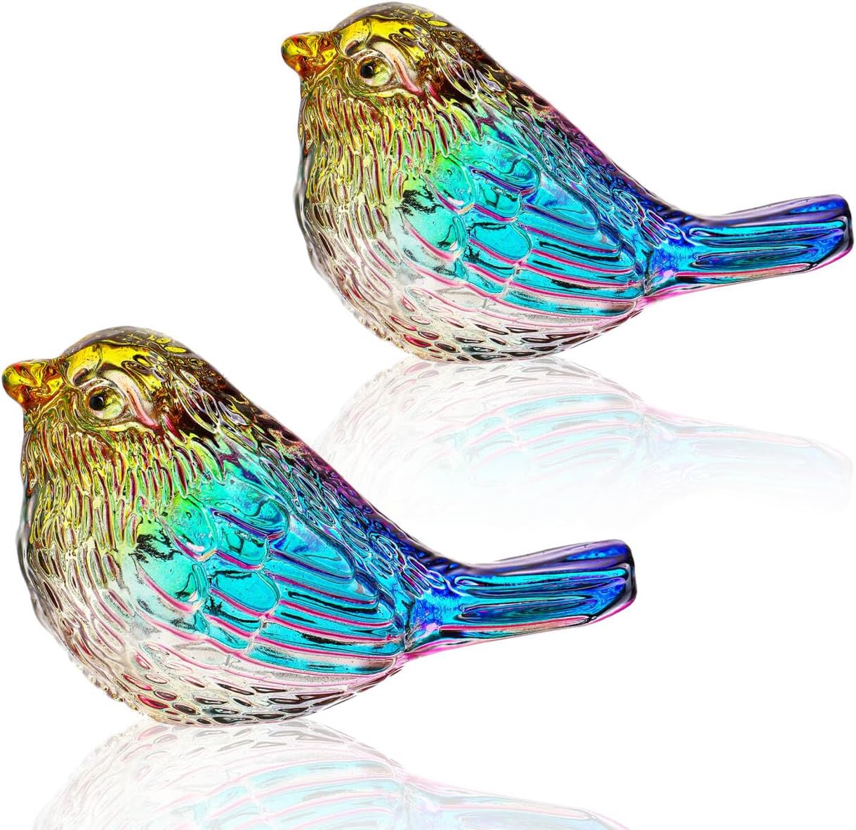 H&D HYALINE & DORA Blue Glass Bird Figurines Bird Gifts for Bird Lovers Women Crystal Glass Animal Figurine Collectible for Home Shelf Decor