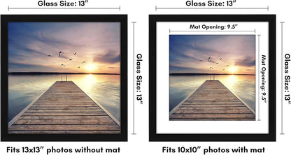 Americanflat 8x10 Picture Frame with Shatter-Resistant Glass - Use as 5x7 Frame with Mat or Display 8x10 Photo Without Mat - Signature Collection - Picture Frames for Tabletop and Wall Display - Black