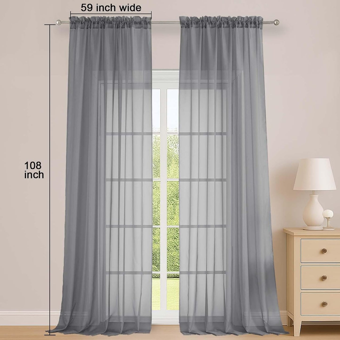 OWENIE Sheer Curtains 84 inches Long 2 Panels Set for Living Room/Bedroom, Rod Pocket Voile Sheer Panel Drapes, White, 2pcs, Each 42" W x 84" L - Colors A