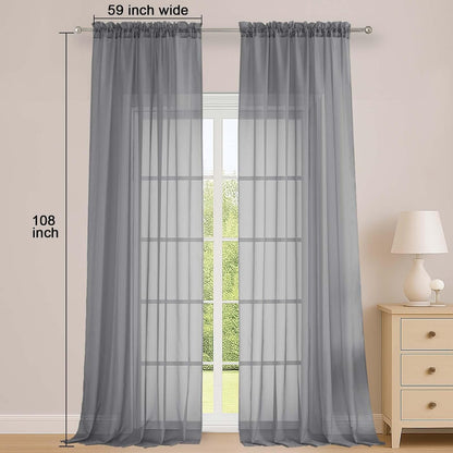 OWENIE Sheer Curtains 84 inches Long 2 Panels Set for Living Room/Bedroom, Rod Pocket Voile Sheer Panel Drapes, White, 2pcs, Each 42" W x 84" L - Colors A