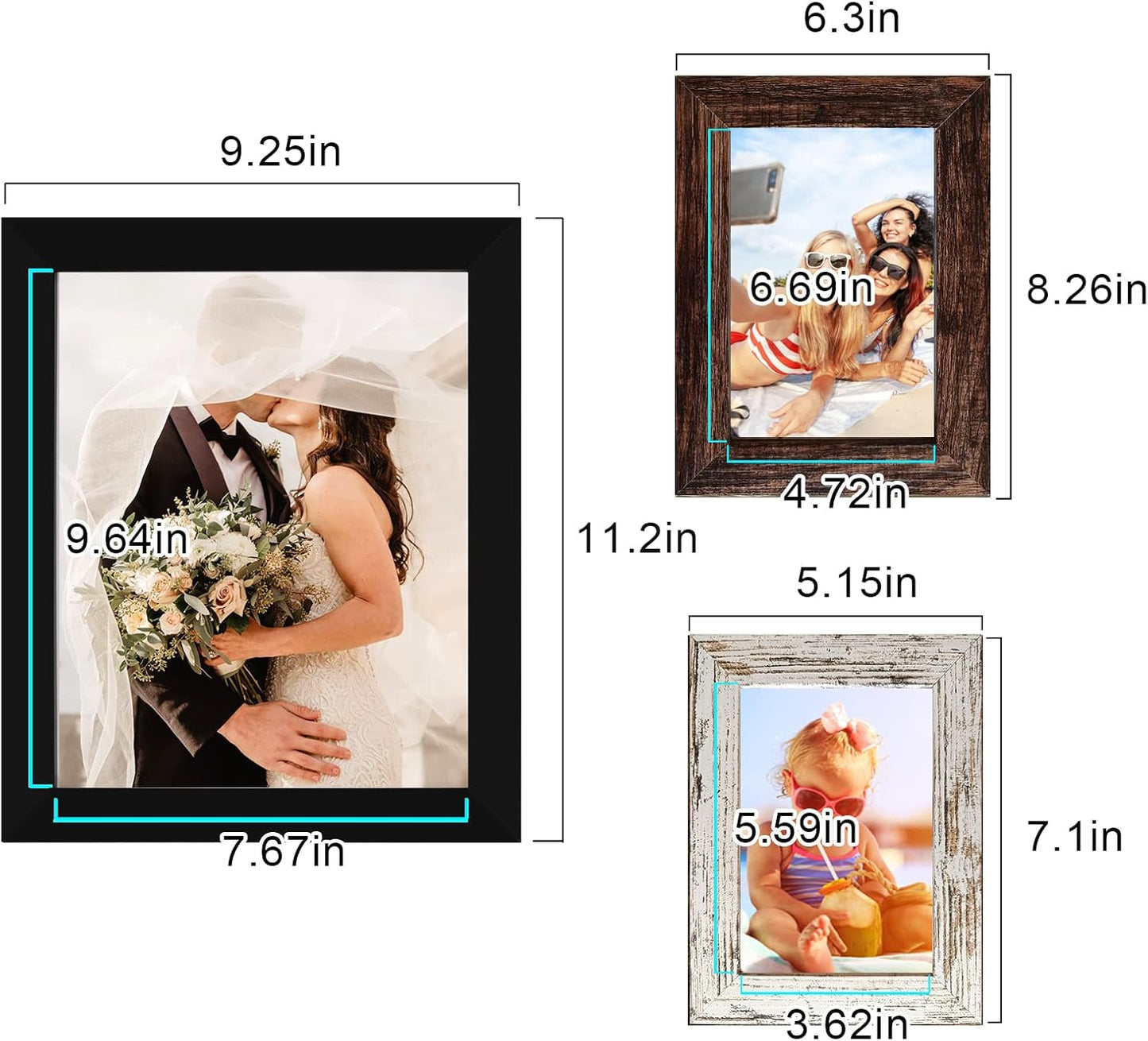 LUCKYLIFE Picture Frames Collage Wall Decor 10-Pack, Gallery Wall Frame Set with 8x10 5x7 4x6 Frames in 3 Different Finishes