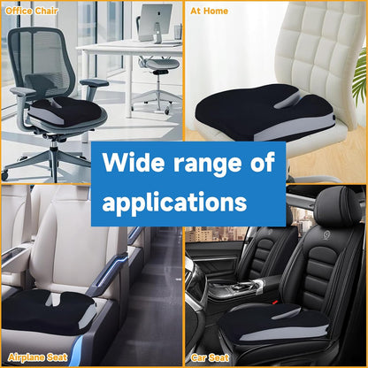 Seat Cushions for Office Chairs Wheelchair Cushion for Long Sitting Back Pain，Memory Foam Seat Car Computer Desk Chair Cushion，Coccyx Cushion for Tailbone Pain Relief Cushion Office Chair Black