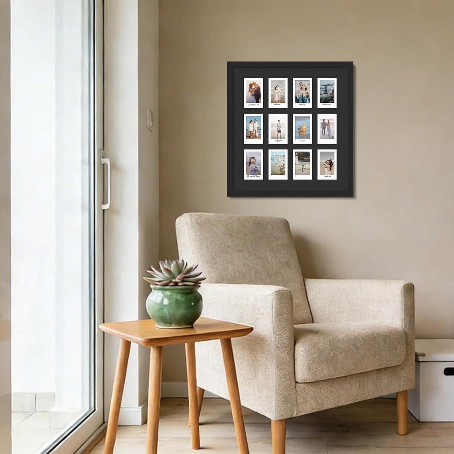 DUENPY 14x26 Collage Picture Frame 4x6 Collage Picture Frame Displays Twelve 4x6 inch Photos Available Horizontal Wall Mounting Display and Vertical Black - Colors B