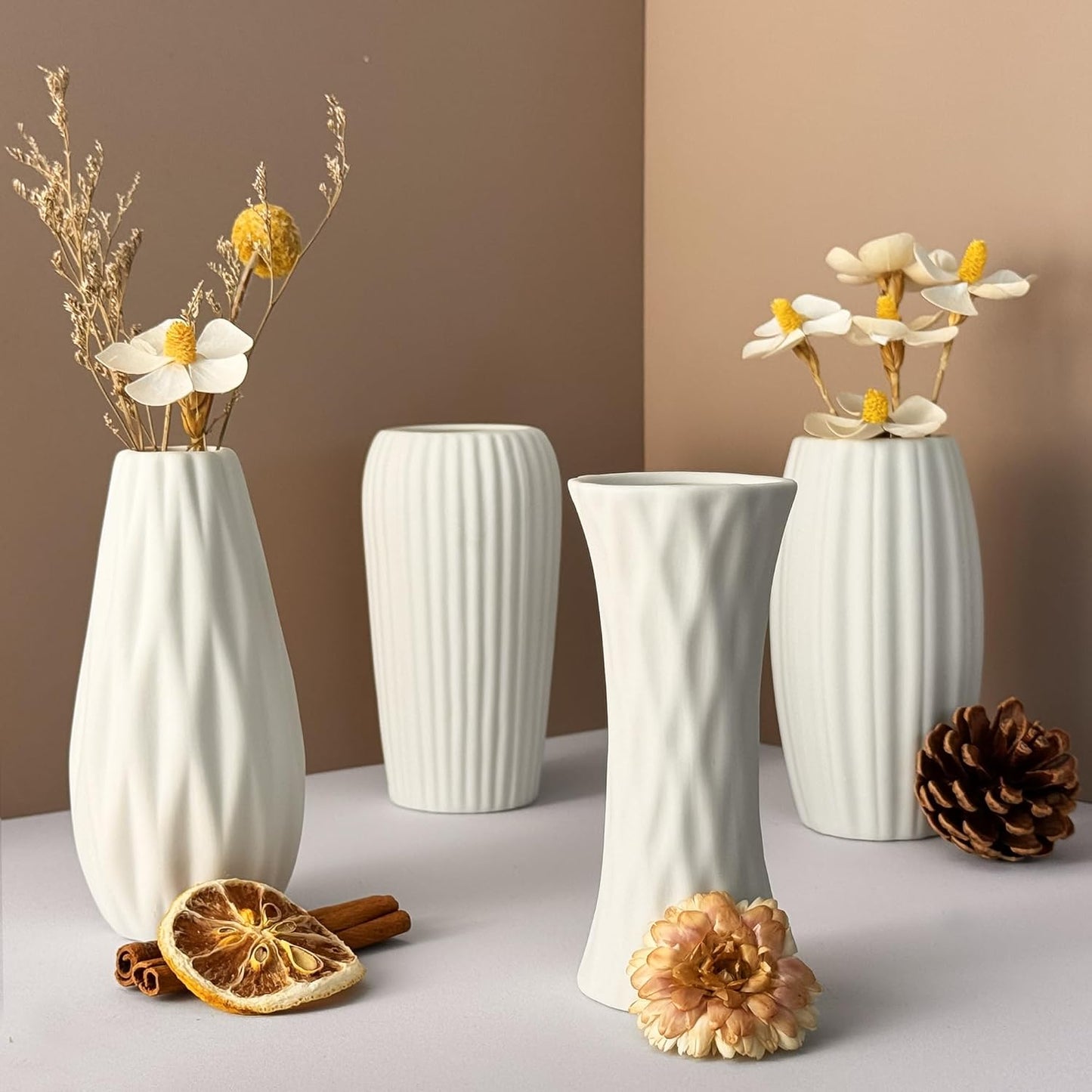 White Vases Set of 10, Small Ceramic Flower Vases Bulk Bud Vases for Wedding Table Centerpieces Decor Pampas Grass Modern Boho Home Party Decor DIY Gift