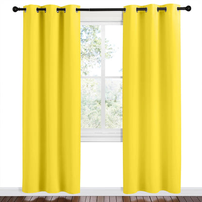 NICETOWN Halloween Pitch Black Solid Thermal Insulated Grommet Blackout Curtains/Drapes for Bedroom Window (2 Panels, 42 inches Wide by 63 inches Long, Black) - Colors C