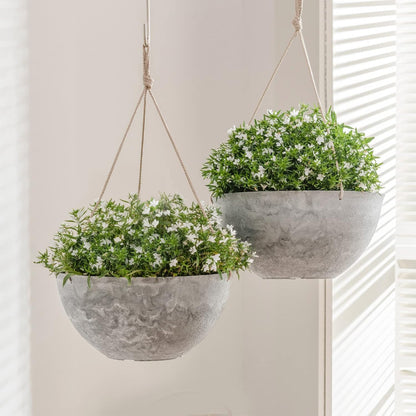 LA JOLIE MUSE Large Hanging Planters - 13 Inch Flower Pots Outdoor Indoor, Hanging Garden Planters Set of 2, New Iron Color
