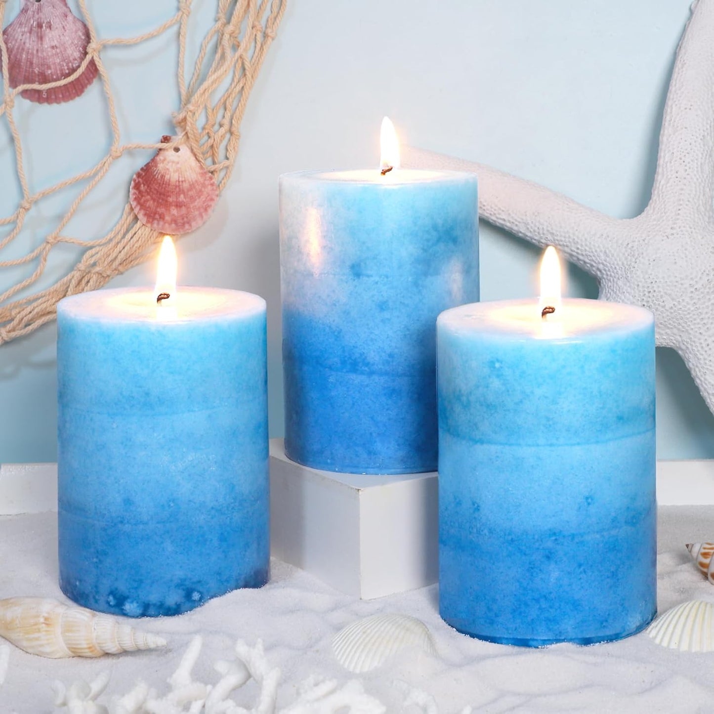 Pillar Candles Vanilla Cupcake Scented Immeiscent Aromatherapy Candle 50+ Hours Clean Burning Long Lasting Mottled Layered Candles for Home Scented SPA Restaurant Set of 3