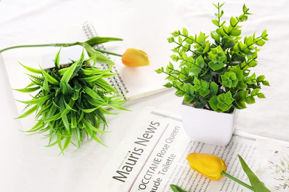 Der Rose 2 Pack Small Fake Plants Mini Artificial Potted Plants for Table Desk Home Laundry Room Bathroom Office Decor