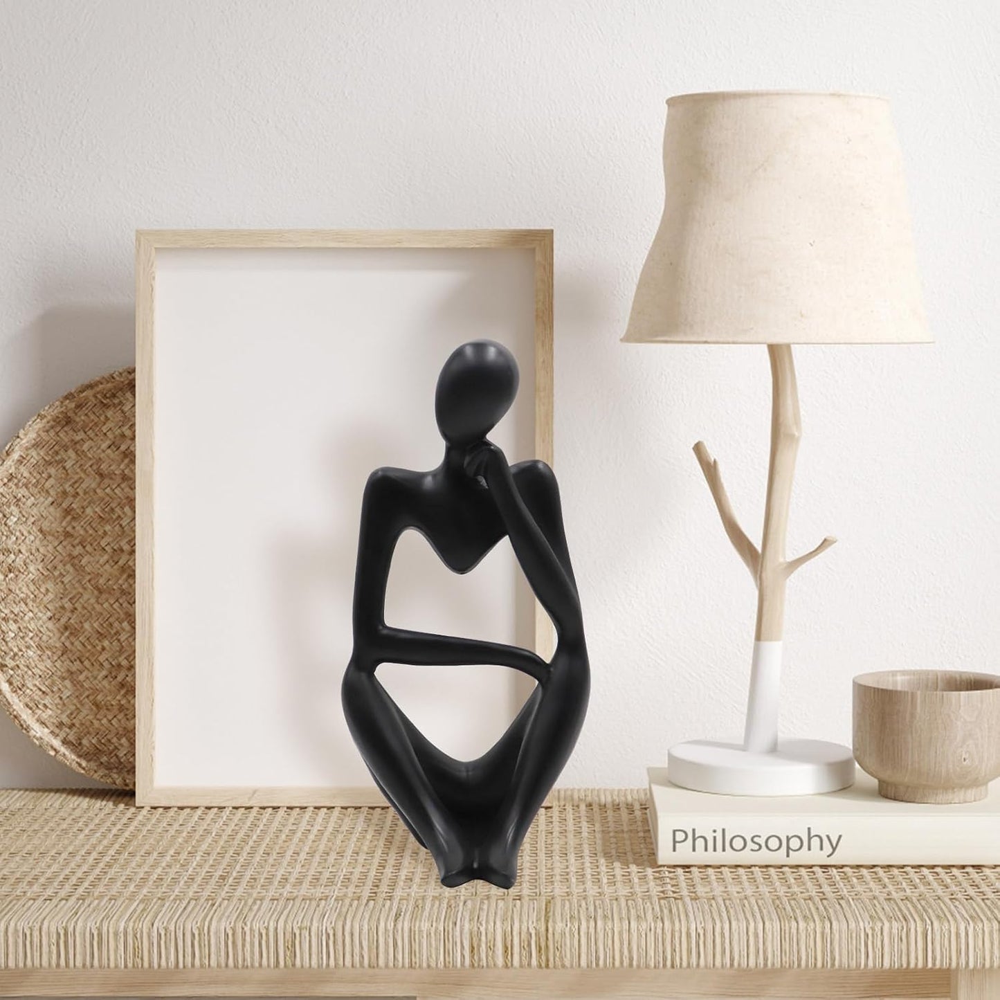 Thinker Statues And Sculptures, Sandstone Resin Thinker Statue Ornaments, Abstract Style Sculptures, Housewarming Gifts, Housewarming Decorations, Living Room Dining Desk Decorations (Right, Small)