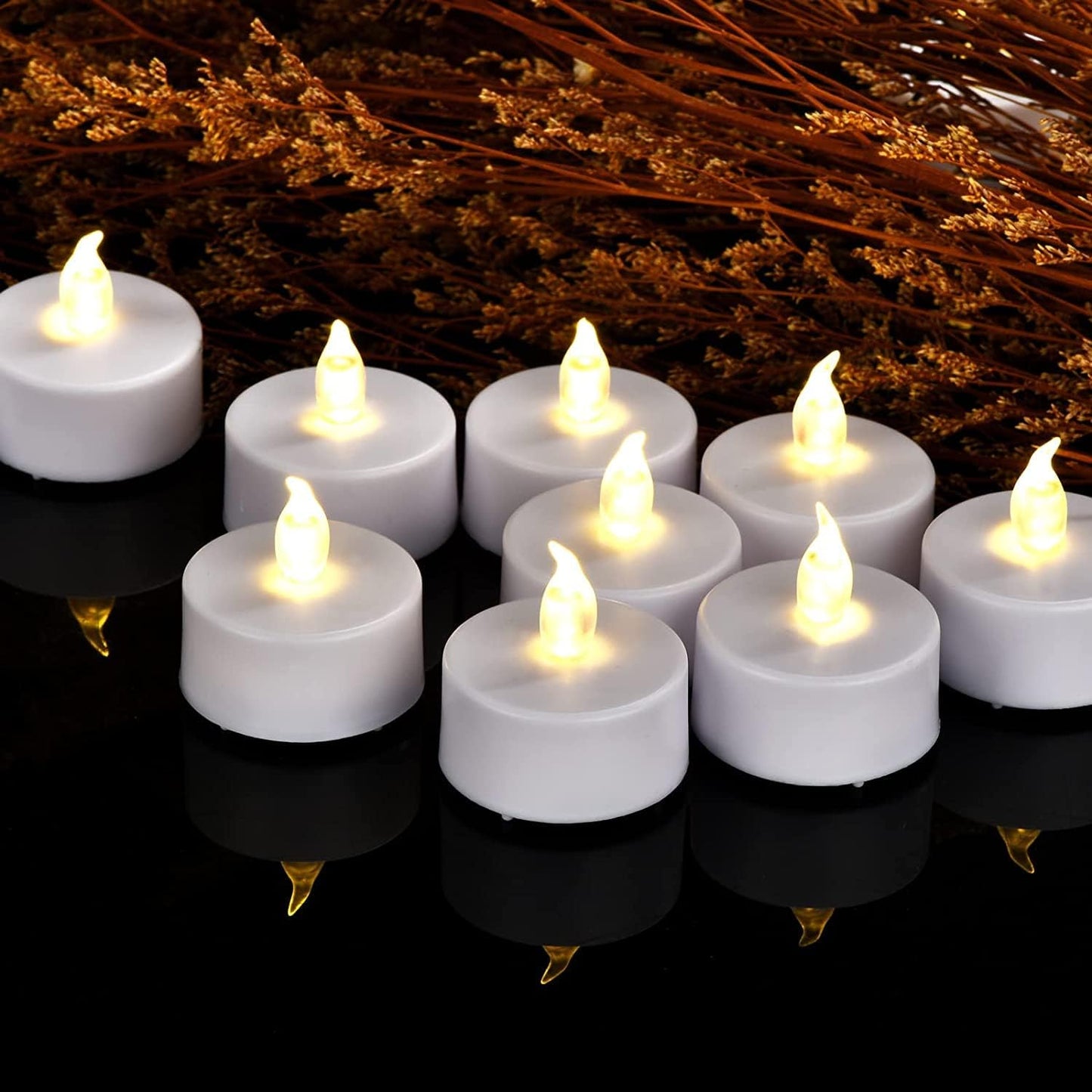 Battery Operated LED Tea Lights: 24PACK Flameless Votive Candles Lamp Realistic and Bright Flickering Holiday Gift Long Lasting 200Hours for Seasonal & Festival Celebration Warm White