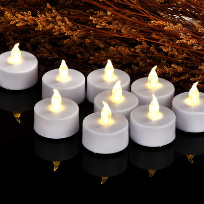 Battery Operated LED Tea Lights: 24PACK Flameless Votive Candles Lamp Realistic and Bright Flickering Holiday Gift Long Lasting 200Hours for Seasonal & Festival Celebration Warm White