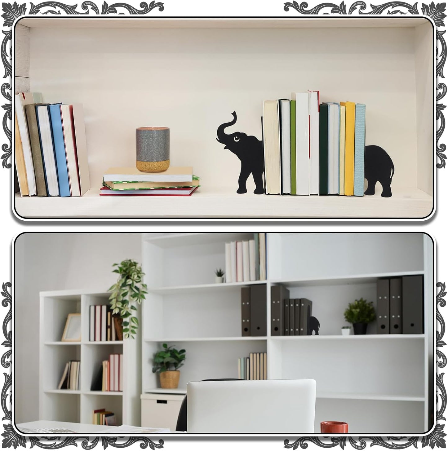 Geelin Peeping Cat Metal Bookends Set of 2 Cute Book Ends for Shelves Decorative Bookshelf Home Office Desk Bookshelf Decor Gift for Cat Lovers and Reading Enthusiasts