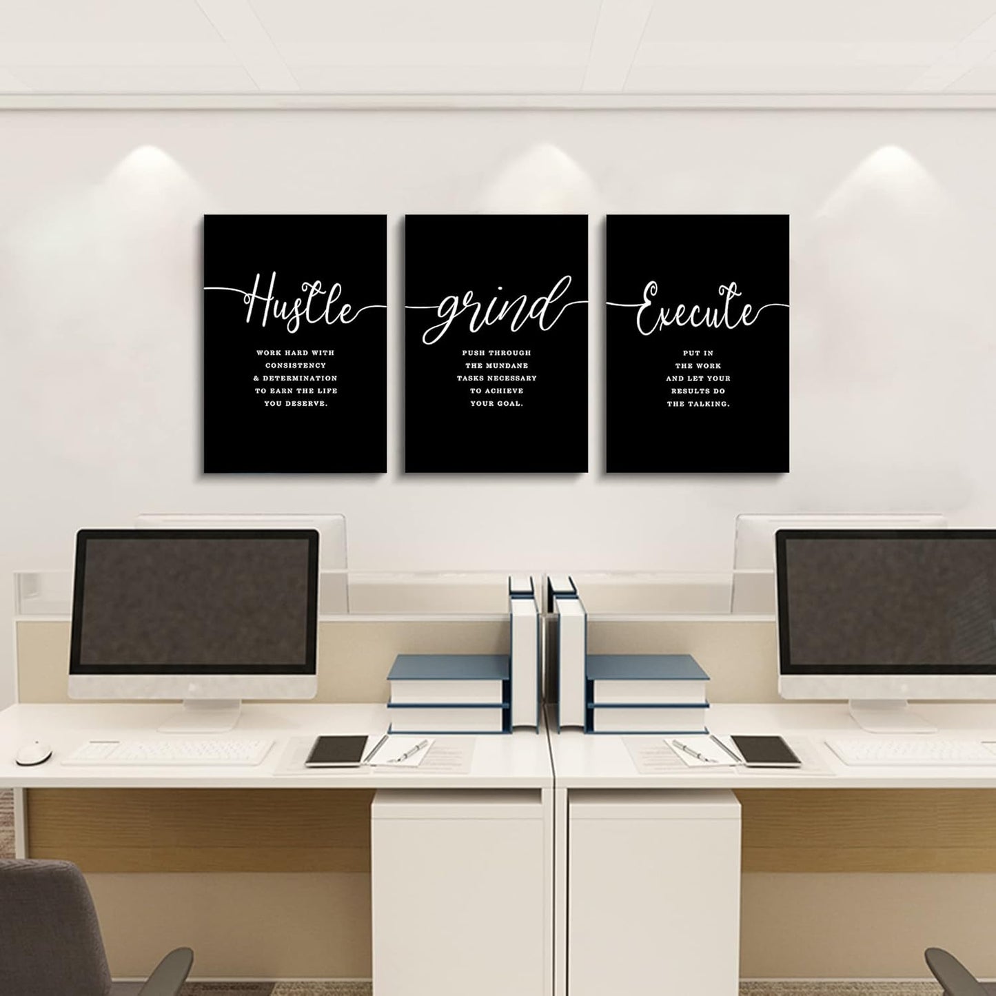 Inspirational Canvas Painting Wall Art -EPHANY ART,Mindset Quotes Prints, Success Framed Entrepreneur Poster Positive Quotes Wall Poster for Home Office Workplace (M-3pcs,12x16inchx3pcs)