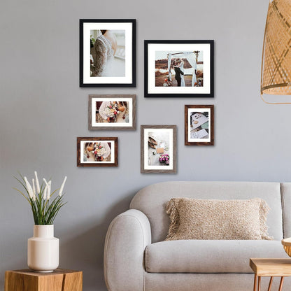 Fixwal Picture Frames Set, Gallery Wall Frame Set Picture Frames Collage 15 Pack for Wall or Tabletop with 8x10 5x7 4x6 Frames, Soft Earth Tones