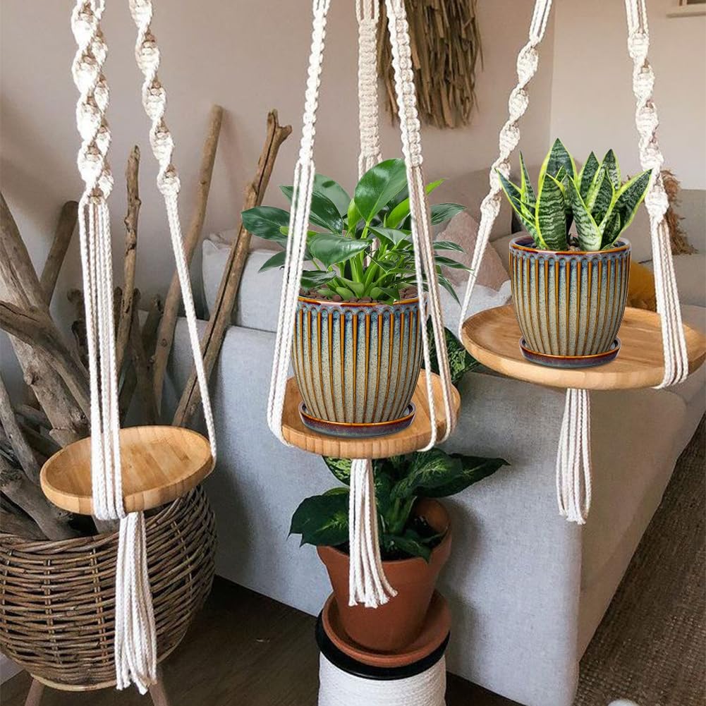 Oairse Ceramic Pots for Indoor Plants, 4.9 +5.7 inch Set of 2 Brown Plant Pots with Drainage Holes and Saucers Texture Ceramic Planters Indoor Outdoor Flower Planters for Succulent
