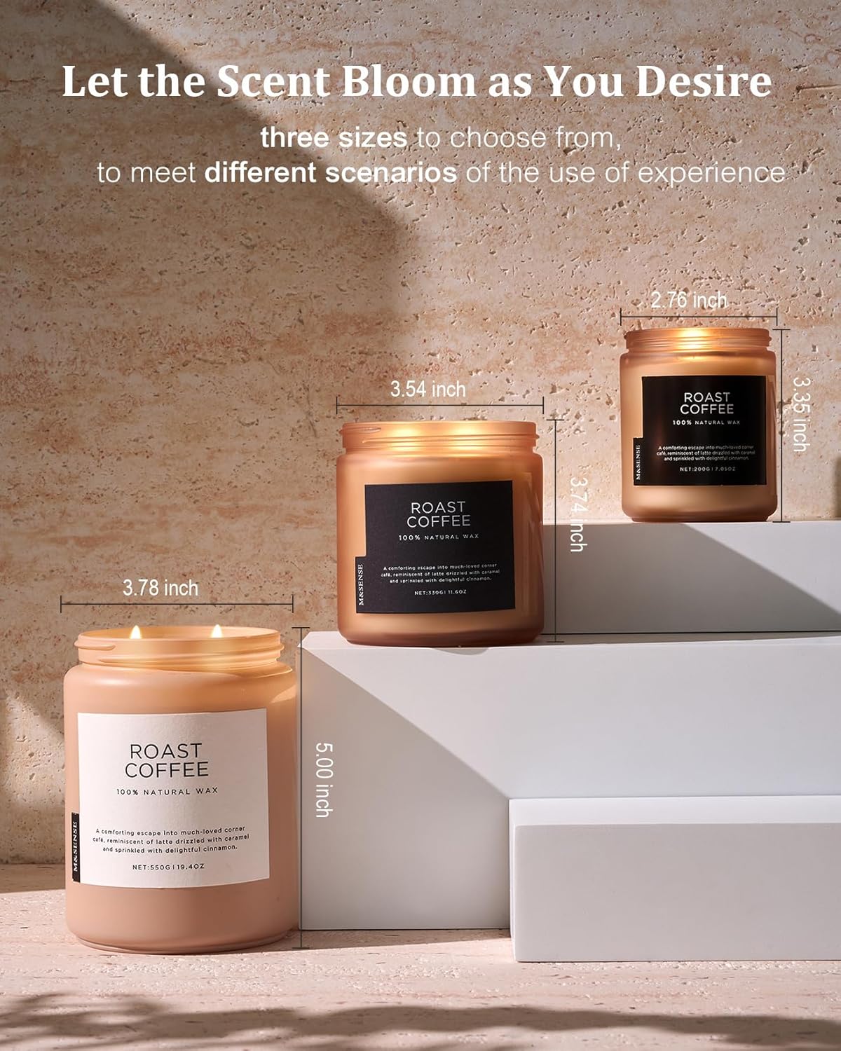 M&SENSE Eucalyptus & Mint Scented Jar Candle, Large 19.4oz Natural Soy Wax, 110-Hour Long Lasting Non-Toxic Clean Burning, Fresh Smelling Home Aromatherapy for Spa Stress Relief, Gifts for Men Women