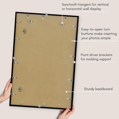 Americanflat 24x36 Poster Frame with Polished Plexiglass - Streamline Collection - Thin Border Picture Frame for Wall Display - Hanging Hardware Included - Black - Colors D