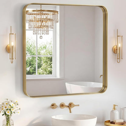 NEWBULIG Gold Round Wall Mirror 36 Inch, Bathroom Mirrors for Over Sink, Wall Decor for Bathroom, Entryway, Bedroom, Vanity