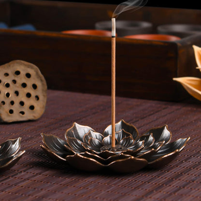 SLKIJDHFB Incense Burner - Lotus Stick Incense Holder 6 Incense Holes with Detachable Ash Catcher 2Pcs