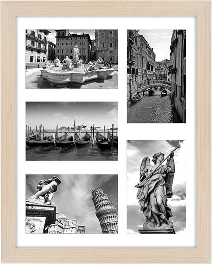 Americanflat 4x6 Collage Picture Frame with Shatter-Resistant Glass - Fits Five 4x6 Photos or Use as One 11x14 Picture Frame - Signature Collection - Collage Frames for Wall Display - Black