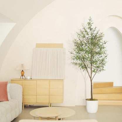 LYERSE Olive Trees Artificial Indoor - Faux Olive Tree 6ft - Fake Olive Tree with Olive Branches and Lifelike Fruits - Artificial Olive Tree for Modern Home Office House Living Room Decor Indoor