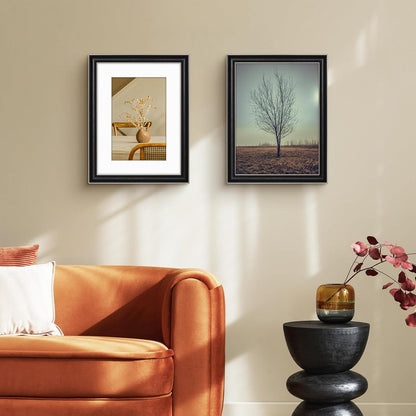 Golden State Art, 11x14 Photo Frame with Mat for Pictures 8x10 and Real Glass (Dark Gold Brown & Bronze Pewter Panel with White Color Mat, 1.25 Inch Frame Border)