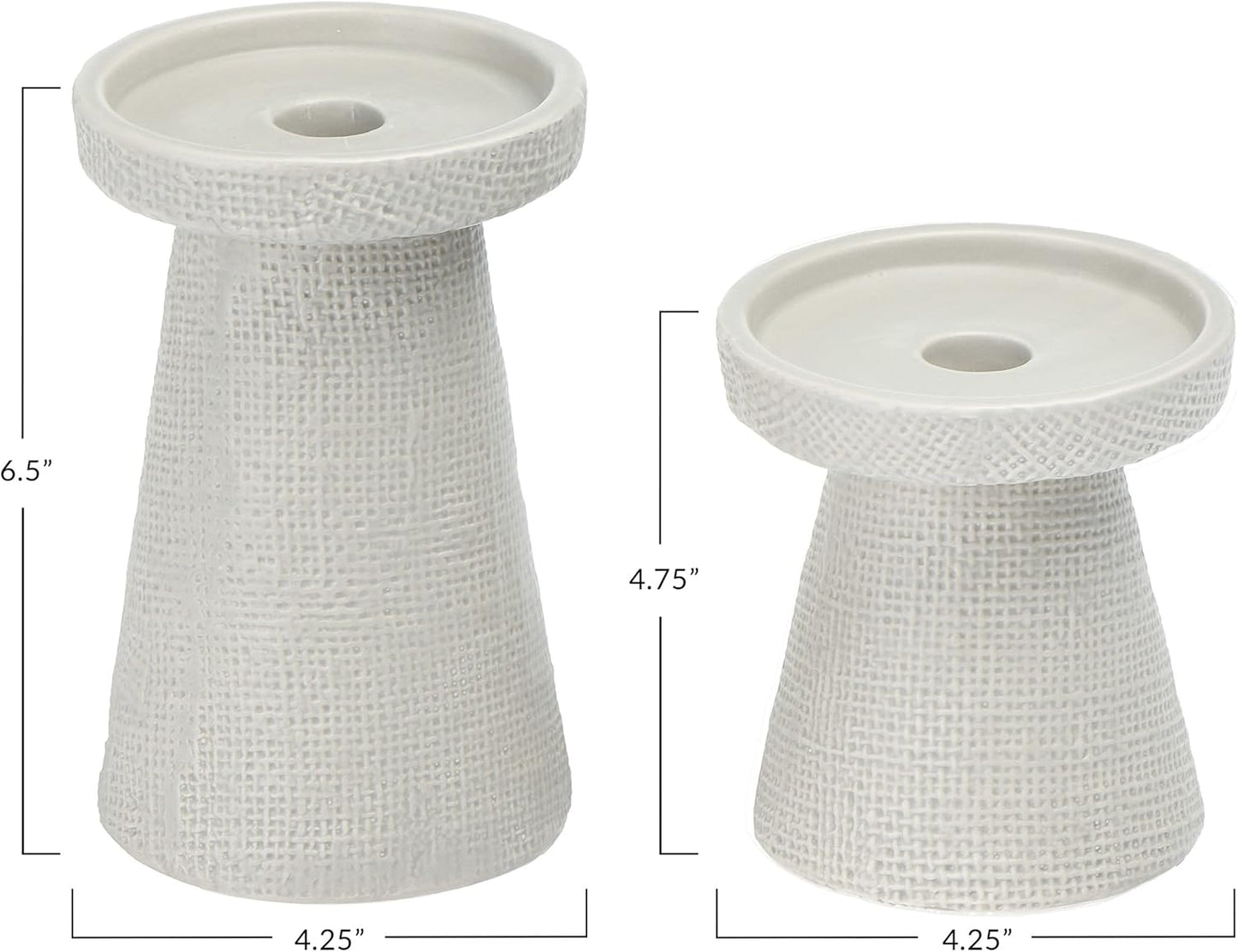 Main + Mesa Stoneware Pillar & Taper Candle Holders, Set of 2