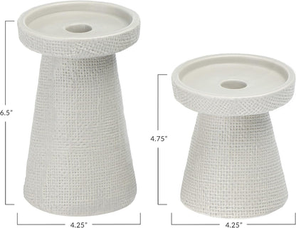 Main + Mesa Stoneware Pillar & Taper Candle Holders, Set of 2