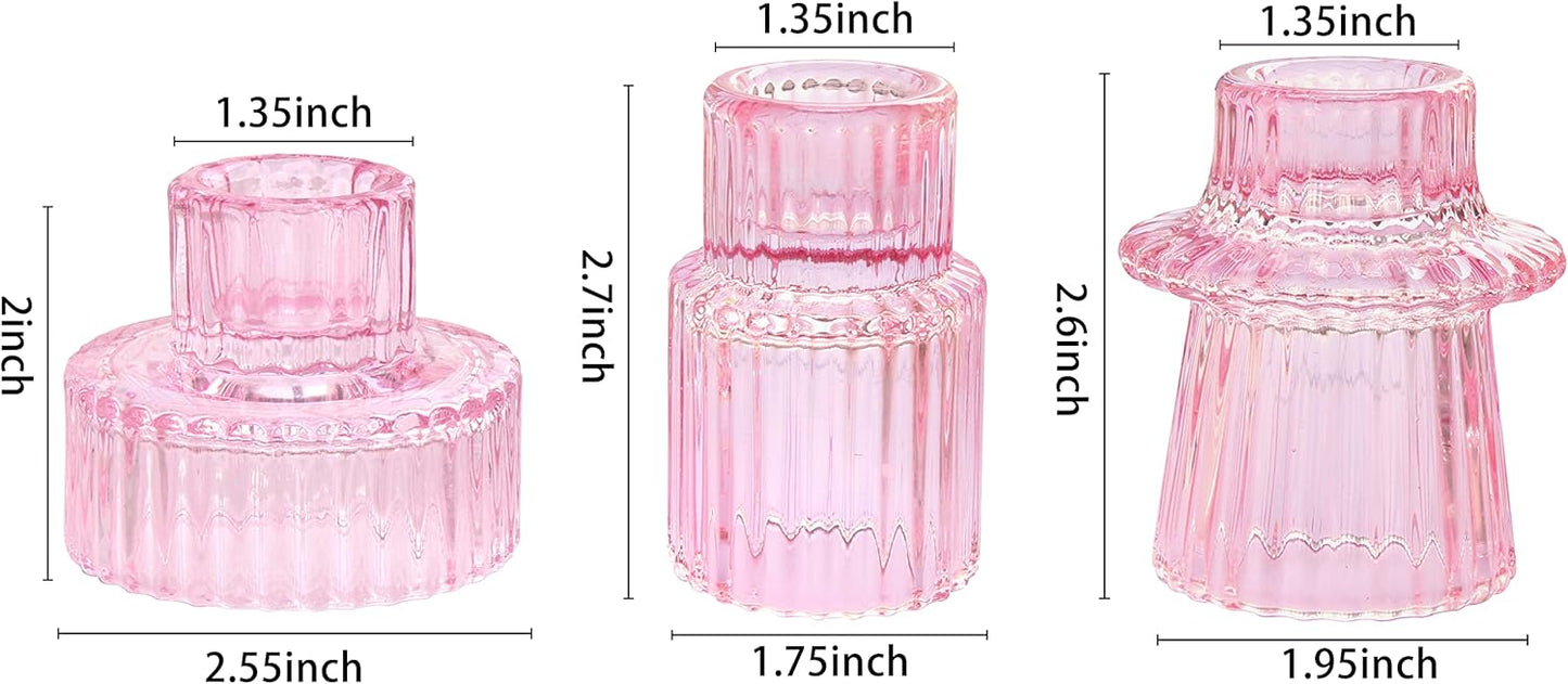 Vixdonos Taper Glass Candlestick Holders Tealight Candle Holders for Table Centerpieces, Wedding Decor and Dinner Party (6 Pcs, Green)