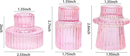 Vixdonos Taper Glass Candlestick Holders Tealight Candle Holders for Table Centerpieces, Wedding Decor and Dinner Party (6 Pcs, Green)