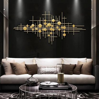 homary Large Metal Wall Art – 47.2" Modern 3D Abstract Geometric Overlapping Design, Iron Wall Decor for Living Room, Dining Room, Office