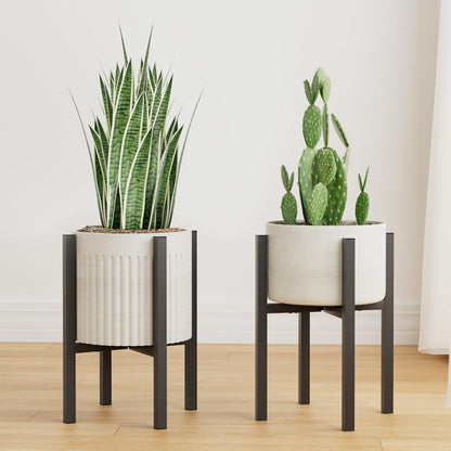 Linpla Adjustable Metal Plant Stand Indoor Outdoor - Fits 8 to 12 Inches Pots - Mid Century Modern Planter Stand Single Floor Flower Pot Holder Home Decor for Gardening Gifts