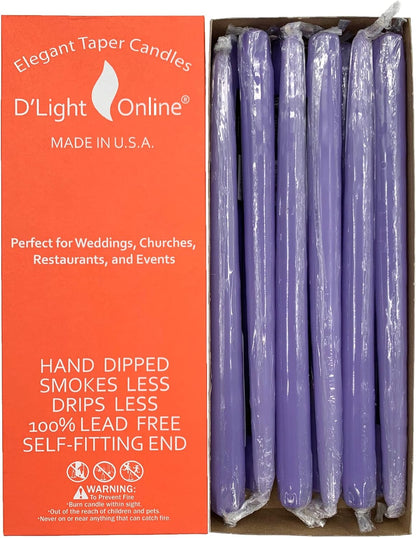 D'light Online White Taper Candles, 10 Inch Premium Quality Candles Hand-Dipped Tapered Candles, Dripless, Smokeless and Unwrapped Bulk Pack for Events - Set of 12 (10 Inch, White)