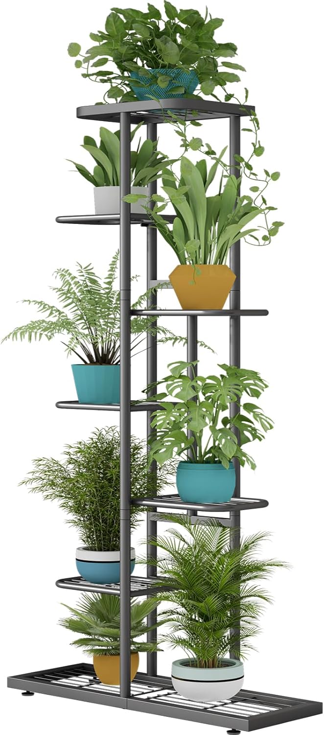 LINZINAR Plant Stand Indoor Outdoor Corner 4 Tier Metal Plant Shelf Patio Plant Rack for Garden Corner Balcony Living Room