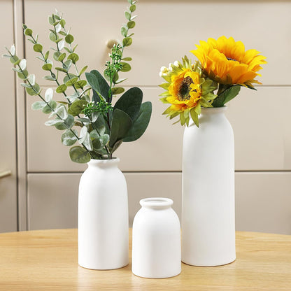 Modern Ceramic Vase Set of 5, Vases Home Decor Rustic Farmhouse Decorative Vase Pottery Vases for Bouquet Pampas Grass Dried Fresh Flowers, Table Living Room Kitchen Bedroom